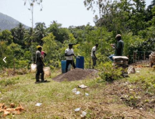 A group of people helping in construction